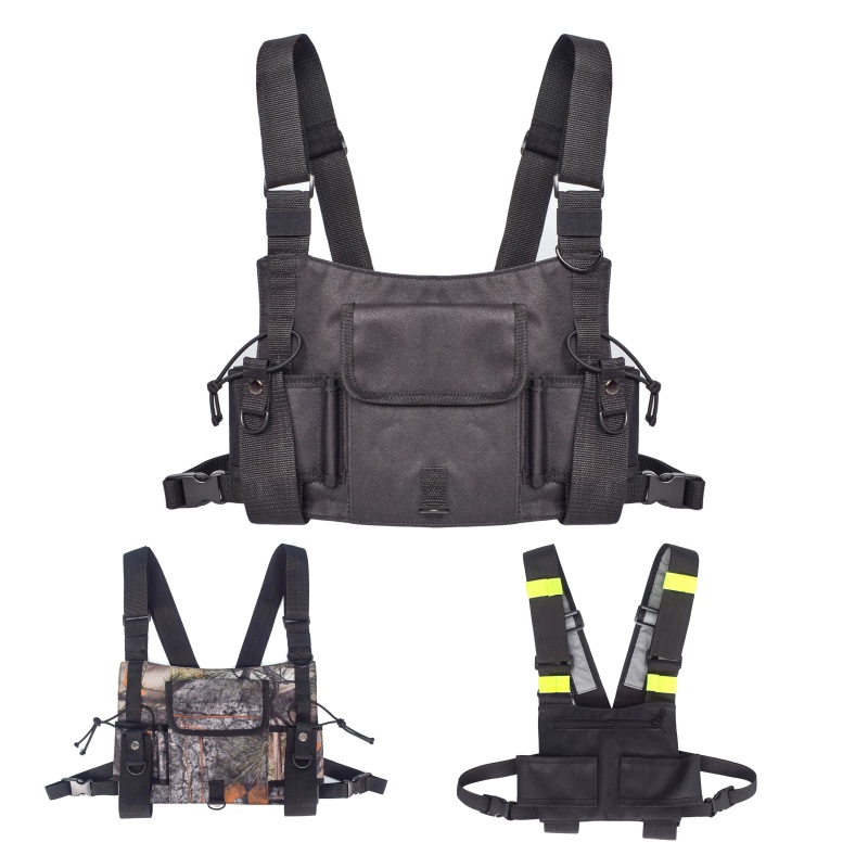 Universal Radio Harness Chest Rig Bag PocketPack Holster Vest for Two